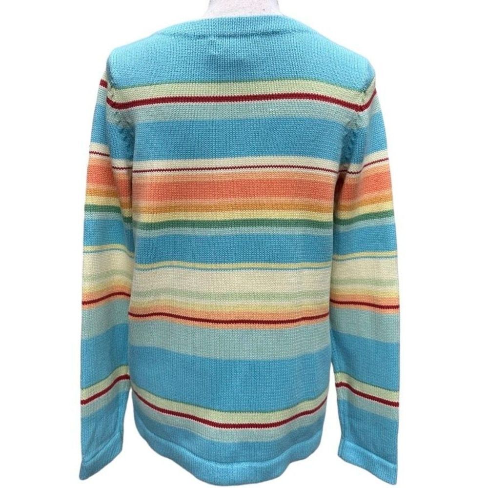 Lauren Ralph Lauren Womens Petite Small Sweater Blue Orange Cream Serape Striped - Picture 4 of 11